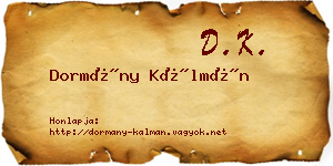 Dormány Kálmán névjegykártya